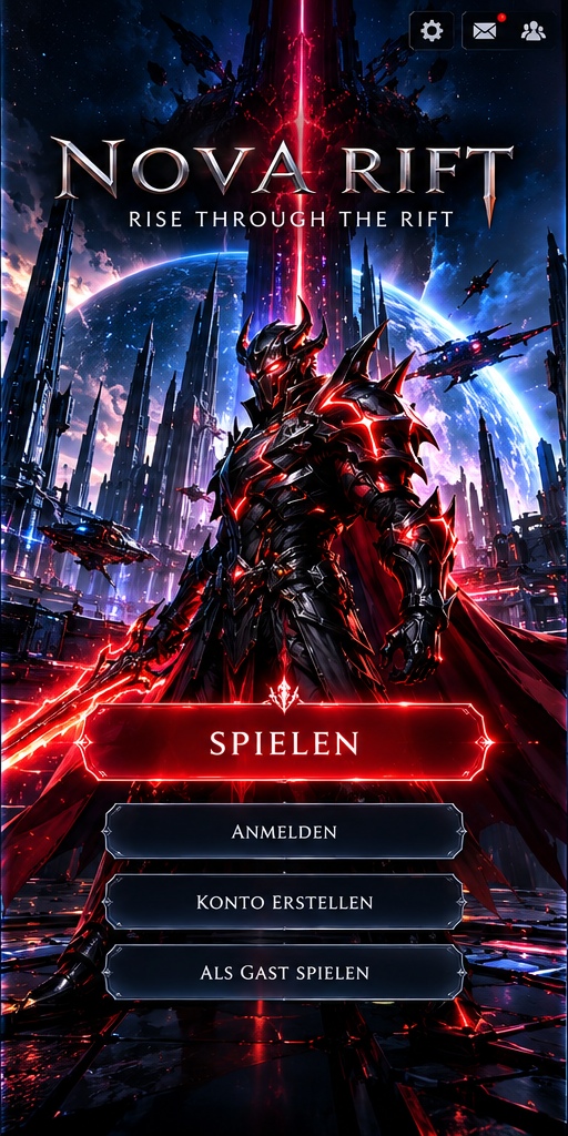 Nova Rift Startbildschirm
